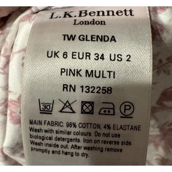 LK Bennett Glenda Wallpaper Top Womens Size 2 Pink Multi Floral Print Cotton - Picture 8 of 10